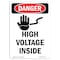 Signmission OSHA Danger Sign, 10" Height, Rigid Plastic, High Voltage Inside, Portrait, V-1331 OS-DS-P-710-V-1331 - alternate 1